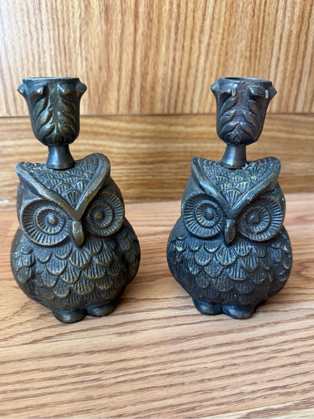 Vtg pair of Metal Owl Taper Candle holders.World Market.They Have Tags On Bottom